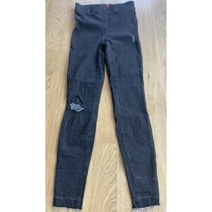 Spanx Jeans Womens S/P Pull On Skinny Distressed‎ Frayed Ankle Stretch Shaping